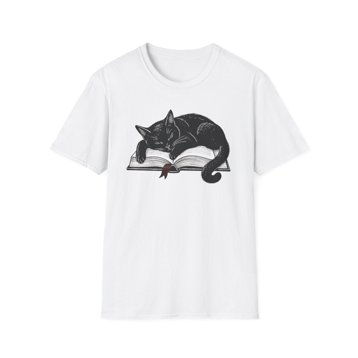 Black Cat Reading T-Shirt